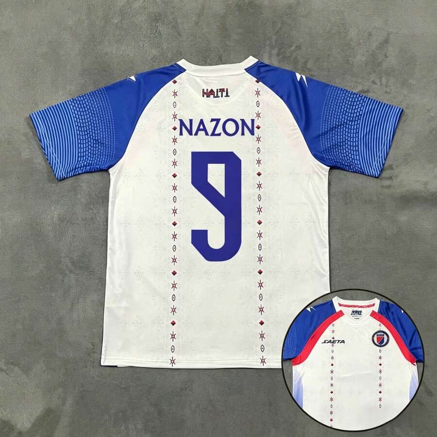 [48-Hour Shipping] Haiti National Team 2026-2027 Season Away White And Blue Short-Sleeved Football Jersey With Multiple Player Numbers 2 / 4 / 7 / 9 / 10 / 11 - 9號 - 查看 1