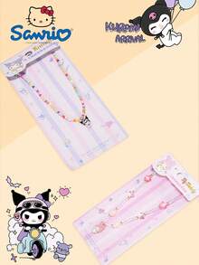 SANRIO 1件粉色三丽鸥Hello Kitty家族吊坠项链，可DIY饰品，卡通可爱蓝色金属项链，适合女孩生日礼物 - 魅力 - 查看 2