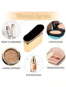 身体修容刷 - 便携式身体及腿部化妆刷（金色）粉底刷遮瑕刷腮红刷轮廓刷腮红刷修容刷散粉刷粉底刷腮红刷 - 金色 - 查看 3