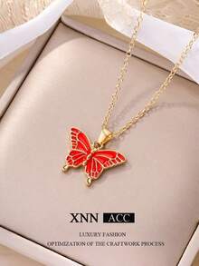 4款时尚滴油合金吊坠个性化滴油蝴蝶项链新款项链 - 彩色 - 查看 8
