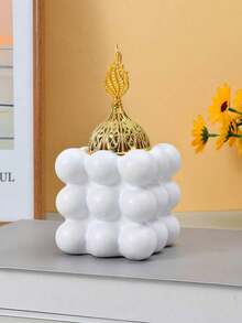 1pc Square Ceramic & Metal Aromatherapy Diffuser, Suitable For Holidays, Home & Office Decor, Halloween, Autumn/Winter, Festivals, Birthdays, Graduation Gifts - Multicolor - View 12