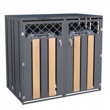 Storage Box For Trash Cans With Hinged Lid, Diamond-Shaped Ventilation Opening, Lock And Two Doors. - Xám - Xem 6