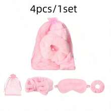 Set de regalo de diadema y antifaz para spa de 4/20 piezas en color rosa, incluye diadema rosa, antifaz, scrunchie para el cabello, cinta de tul, adecuado para despedida de soltera, boda, cumpleaños, fiesta de pijamas de spa - Set de regalo para fiesta - Ver 10