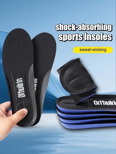 1 Pair Unisex 3D Shock Absorbing Full Insole, Breathable Moisture-Wicking Non-Slip Insoles Suitable For Sports Shoes, Casual Shoes, Running Shoes, Mother's Day Accessory