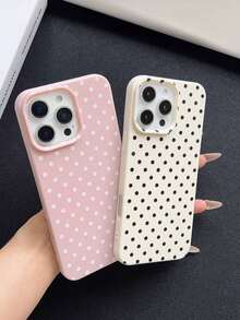2 piezas Funda de teléfono de cuero a prueba de golpes con patrón de lunares en blanco y negro y unicolor, material de TPU, adecuado como regalo de vacaciones compatible con Apple Xs/Xsmax/Xr/11 12 13 14 15 16pro/Promax/14 15 16plus/17, unisex - Multicolor - Ver 4