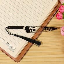 Thẻ đánh dấu trang bằng acrylic hình dao, nhân vật huyền thoại anime máu lửa, có tua rua, thiết kế mắt độc đáo, đánh số trang bền chắc, dành riêng cho người hâm mộ anime và Otaku. - Đen trắng - Xem 8