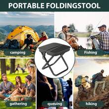 2 In 1 Foldable Backpack Stool Portable Mini Outdoor Camping Folding Seat Chair With Shoulder Straps - B - Xem 3
