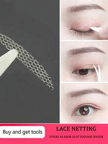 144/240/480/720pcs Eyelid Tape Sticker Invisible Double Fold Eyelid Lace Paste Clear Beige Stripe Self-Adhesive Natural Eye Tape Makeup Tool - Nude - View 3