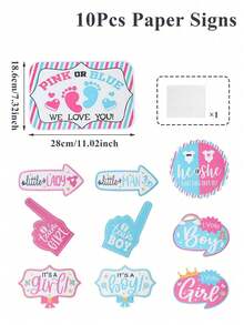 10pcs Gender Reveal Party Paper Sign,Pink Blue Gender Reveal Party Background Decor,Photo Props,Baby Shower Party Signs,Gender Reveal Party Decor,Boy Or Girl,Baby Shower Decor,Gender Reveal Party Supplies - Gender Reveal - View 4