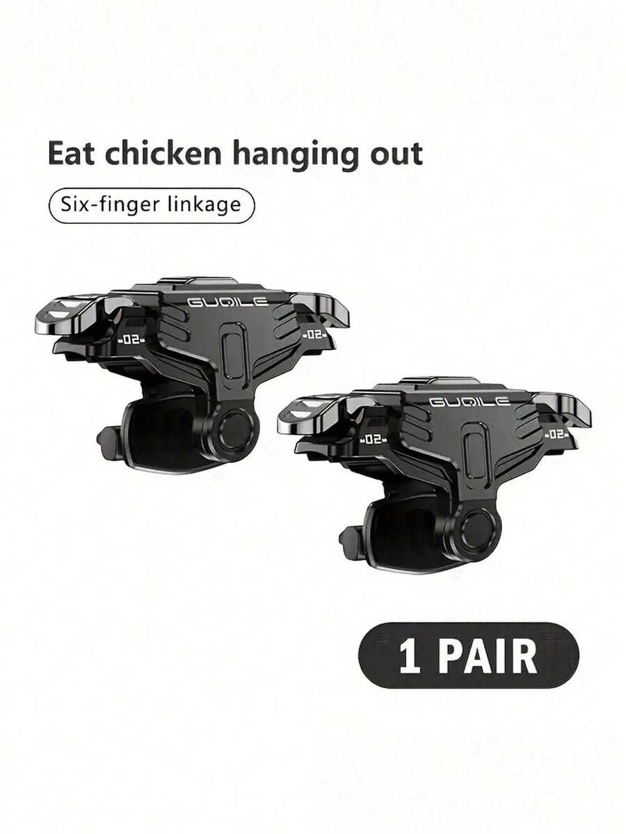 1 Pair GT02 Mobile Game Controller With Auto Trigger, Smart Fingertip Trigger For Precise Shooting, High Sensitivity, Static Sensing, 4-Finger Operation, Suitable For FPS Games, Android And IOS Mobile Game Accessories, No Latency, Easy To Use