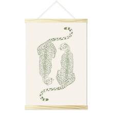 1/2pcs Framed/Unframed Green Cheetah Lucky Y2K Aesthetic Art Poster, Filled With Girlish Charm, Suitable For Room Decor, Fun Canvas Painting, Minimalist Style, Applicable For Dorm, College Apartment, Living Room, Bedroom, Modern Home Decor - Multicolor - View 5