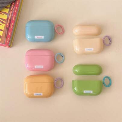 Ốp tai nghe thời trang màu trơn hình kẹo + vòng tròn, tương thích với Pro 3, New Pro 2, Apple 4 Minimalist 3 dễ thương, ốp tai nghe cá nhân hóa thế hệ 1/2 dành cho nữ