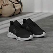 Men's Slip-On Walking Shoes, Non-Slip Running Shoes, Breathable Sports Shoes, Lightweight Fitness Sneakers - 黑色 白色 - 查看 2