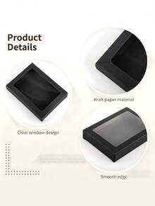 12pcs Kraft Paper Boxes With Window, 4.5" X 6" X 1" Brown/Black/White Color Gift Packaging Boxes, Suitable For Wedding, Packaging, Gifts, Birthday Party Decoration Storage - Multicolor - View 6