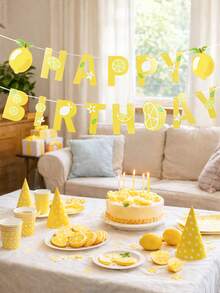 1件柠檬主题生日快乐横幅，宝宝生日派对背景装饰挂旗，可爱柠檬图案生日拉旗，一周岁生日派对装饰，迎婴派对装饰，性别揭晓派对装饰，家居装饰，室内外装饰，墙面装饰，春夏装饰，背景横幅，派对礼品，柠檬主题派对用品，生日派对必备 - 檸檬 - 查看 7