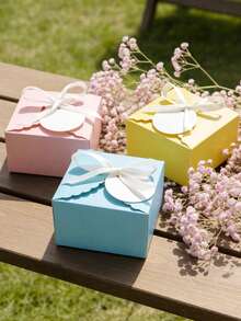 Kraft Paper Candy/Cookie/Chocolate Gift Box With Tag And Ribbon, Suitable For Wedding, Baby Shower, Birthday Party And Other Occasions - Multicolor - View 4