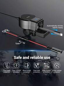 Nuevo Cargador de Teléfono USB Super Rápido PD QC4.0 para Motocicleta, con Cable de Datos Tipo-C Retráctil y Voltímetro Digital, sin Batería - A - Ver 2