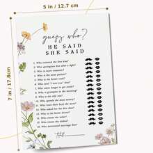 Bride-To-Be Party Games, He Said She Said Bridal Shower Games, Suitable For 20/50/100 Guests, Wildflower Theme - He Said She Said - View 3