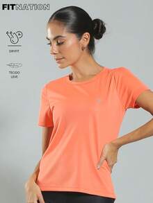FITNATION Fitness T-Shirt With DRYFIT Technology For Quick Sweat Drying, Ideal For All Sports. - Salmon - View 2
