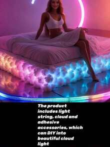 Best-Selling USB Cloud Lightning Lamp - Remote Control And Voice Control LED DIY Atmosphere Light Suitable For Gaming Room | Customizable Shape, Multi-Scene RGB Color Change Decoration (Gaming Room/Holiday Decoration/Room Decoration/Advertising Display) - White - View 6