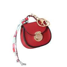 Móc khóa charm túi mini thời trang, mặt treo ví da PU kèm dây đeo khăn in họa tiết và khóa cài, phụ kiện cho ví đựng xu, túi xách, ba lô dành cho nữ và bé gái - Nhiều màu - Xem 14