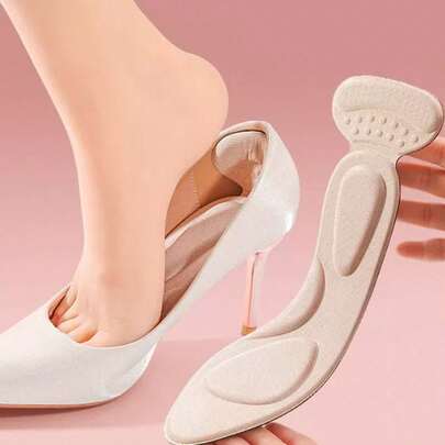 1 Pair Breathable Foam Heel Pads With Anti-Slip Grip, Trimmable Insole Liner For Women's Loose Fitting Shoes, Enhances Wearing Comfort