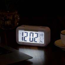 迷你 LCD 智慧鬧鐘附夜燈 - 可愛學生鬧鐘，含音樂鬧鈴、貪睡功能、萬年曆、數位溫度計及 5 秒背光 (不含電池) - 1PC - 查看 3