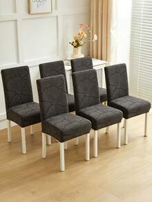 1/4/6/8pcs Removable Plush Velvet Shell Pattern Full Coverage Stretch Chair Covers, Suitable For Dining Room, Bedroom, Living Room Home Decor, Holiday Party Decoration - Dark Grey - View 12