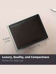 HOVI'S Fashionable Minimalist Snap Short Wallet Business Casual Compact Multi-Functional Multi-Card Slot Wallet Coin Purse Card Holder Men's Wallet - Black - View 6