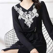 1pc White V-Shaped Water-Soluble Lace Collar Flower, Decoration Applique For Wedding Dress - V-neck Appliqué - View 6