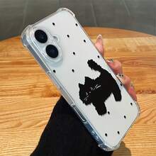 1个可爱黑色波点毛绒猫透明防摔高屏手机壳，适用于苹果17 Pro Max/ 9 Pro XL/ Smart 8/ Hot 40i/ Spark 20/ Spark 20C/ Spark Go 2024/ G84/荣耀X9b/三星Galaxy S26 S25 S24 Ultra S24 Plus S24 FE S23 S22 S21 S20 A73 A72 A70 A55 A54 A53 A52 A50 A30 A42 A35 A34 A33 A25 A24 A20 A30 A15 A17 - 無色 - 查看 4