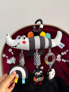 1 pieza Decoración colgante para cochecito de bebé con diseño de animal en blanco y negro, muñeca sonajero para coche, contiene sonajero y sonido de bola, adecuado como regalo para bebé recién nacido - Multicolor - Ver 4