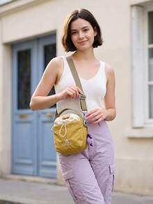 CAMEL CROWN Outdoor Sling Bag, Fashionable Lightweight Shoulder Bag, Hiking Travel Phone Pouch, Portable Water Bottle Bag - Ginger Lemon Yellow - View 2