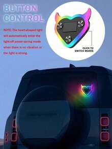 2026 New Solar Powered Devil's Heart LED Atmosphere Light, Suitable For Women's Car Accessories, Heart-Shaped Neon Light Window Decor Lamp With Automatic Sensor, 5 Lighting Modes, Romantic Car Interior Decoration, Perfect Gift For Female Friends, Mother's Day And Wedding Season - Multicolor - View 7