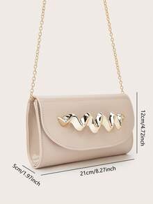 Bolso de mano de mujer de cuero PU con espejo grande, brillante, encantador, lujoso, elegante y exquisito, bolso de noche para fiestas con correa de cadena desmontable, adecuado para bodas, fiestas, bailes, adecuado para niñas, damas, estudiantes universitarias, mujeres trabajadoras - Albaricoque - Ver 8
