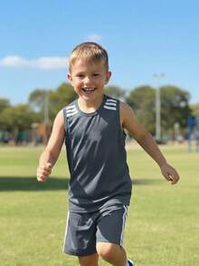 Boys' Premium Soccer Jersey And Shorts Set With Sleeve Detail And Lightweight Fabric - 灰色 - 查看 10