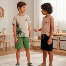 4-Piece Assorted Children's Summer Outfit For Boys - 2 Sets - Includes 2 T-Shirts + 2 Shorts - Đã in - Xem 10