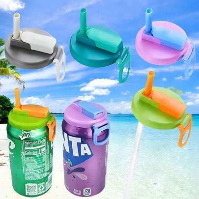1pc Reusable Silicone Straw Lid, Creative New Straw Drink Can Cover, Suitable For Soda, Beverage, Juice, Sparkling Water Cans, Essential For Summer, Suitable For Outdoor Camping And Vacation, As Well As Family Gatherings For Children And Adults, Ensure Clean And Hygienic Drinking Of And Carbonated Drinks, Reduce Splashing. Cup Accessories, Back To School Supplies, Mother's Day Gift, Travel/Wedding/Kitchen Storage & Organizers / Freshness Covers/Holiday Essentials