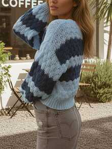 Women's New Long-Sleeve Loose Knit Cardigan For Spring  Autumn - Also Suitable For Winter  Fall Wear - Azul - Ver 5