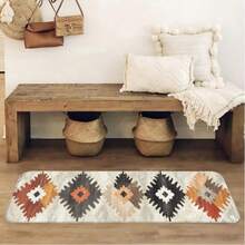 1 Felpudo de piso con patrón retro, alfombra larga y estrecha adecuada para pasillos, felpudo de baño con fondo multicolor antideslizante, alfombra de entrada interior, alfombra de piso junto a la cama, felpudo de cocina, alfombra de pasillo con función acolchada, lavable a máquina, alfombra larga y estrecha para pasillos, adecuada para entradas - A - Ver 3