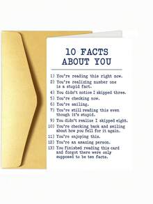Funny Birthday Card - "10 Facts About You" Humorous Card, Suitable For Friends, Family And Colleagues With Clever Jokes - Multicolor - View 2