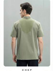 New Custom Chef Uniform Short Sleeve, Breathable Back Mesh, High-End For Hotel, Western Restaurant, Bakery, Cafe, Flower Shop, BBQ, Fast Food, Stylish Design With Pockets For Small Items Storage, Soft Fabric - Army Green - View 7