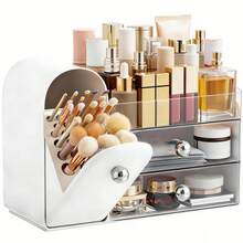 Makeup Organizer Countertop With Drawers, Vanity Organizers With Brush Holder, Bathroom Counter Organizer For Perfume, Nail Polishes, Lipsticks, Skincare And Eyeshadow Palettes - 查看 7