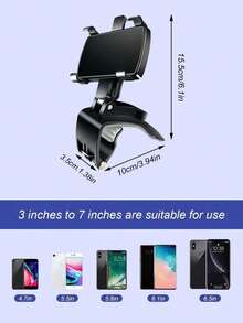 360° Adjustable Universal Rotating Car Phone Holder - Fits 3-7 Inch Smartphones - Strong Spring Clip With Anti-Slip Pad - One-Handed Operation - Wide Viewing Angle - Easy Installation On Rearview Mirror Or Dashboard - Compatible With All Smartphones - Dashboard Bracket - View 8