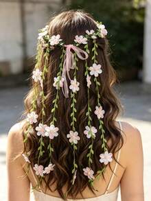 1 pieza Diadema con corona de flores estilo bohemio, aro floral de princesa, adecuado para mujeres, niñas de flores, damas de honor, boda, fiesta, coronas, tiara - Multicolor - Ver 10