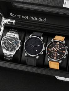 Bộ 4 đồng hồ nam, thiết kế tối giản, thời trang, thanh lịch, mặt số lớn, máy quartz, dây đeo bằng thép không gỉ và da PU, phù hợp cho sử dụng hàng ngày, công sở, thể thao, đi biển, kỳ nghỉ, tiệc tùng, sinh nhật, ngày Valentine, quà tặng ngày của cha. - Nhiều màu - Xem 13