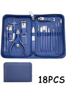 Bộ dụng cụ làm móng 7/10/12/18/30 món, bao gồm kìm cắt móng, kéo cắt móng, dụng cụ tỉa móng chân mọc ngược, dũa móng, kìm cắt móng, dụng cụ làm đẹp cho cả nam và nữ. - Màu xanh lam - Xem 16
