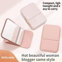 5-Piece Set: Elegant Folding Mirror With PU Case - Portable, Washable Glass Makeup Mirror. Compact & Travel-Friendly Design - Ideal For Dorms, On-The-Go Use, Vanities, Makeup, Beauty Routines, Christmas, And Fashion Settings. - 粉色 - 查看 3