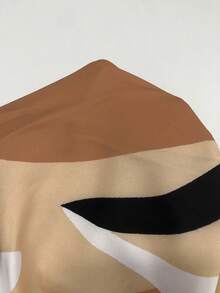 Conjunto de 2 piezas de suéter de cuello alto de punto acanalado (patrón ondulado) y pantalones anchos tejidos de estilo casual de vacaciones para mujer en verano - Café integral - Ver 6