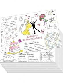 10pcs/4pcs DIY Welcome Gifts To Our Wedding, Bridal Favors, Event Placemats, And DIY Hand-Painted Coloring Cards - Featuring Patterns Of Wedding Dresses, Suits, Rings, Cakes, Etc., For Interactive Games And Wedding Party Gifts. - Multicolor - View 3